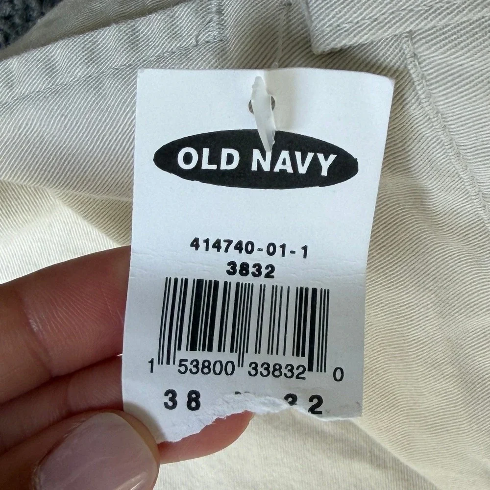 Vintage Old Navy Khakis Mens 38x32 Cream Off White Cotton Straight Chino Pants